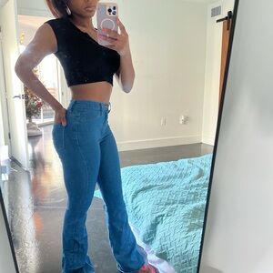 Vibrant Blue Flare Women's Jeans